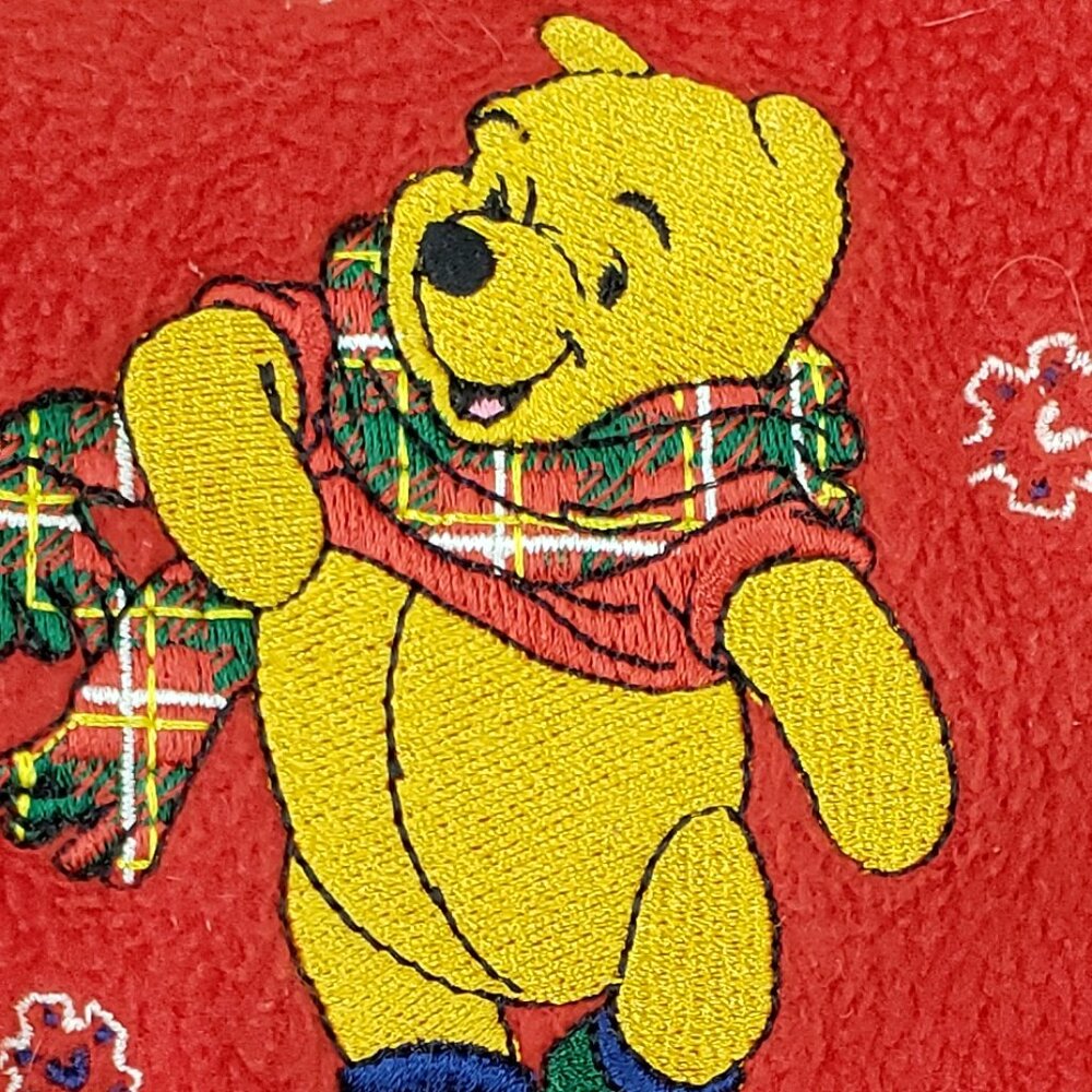 Y2K Cozy Day DISNEY STORE Winnie The Pooh Fleece Red Embroidered Backpack rvhtf